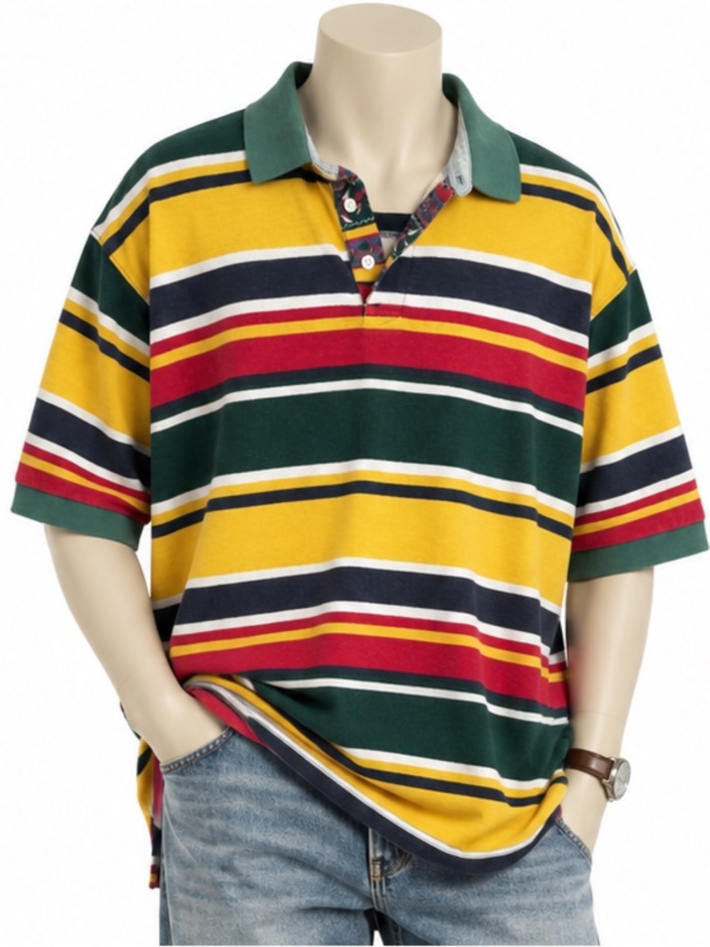 Vintage 90s The Fox Bay Company Striped Rugby Polo Shirt – XL